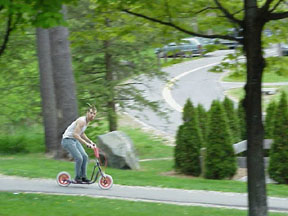 James on a scooter