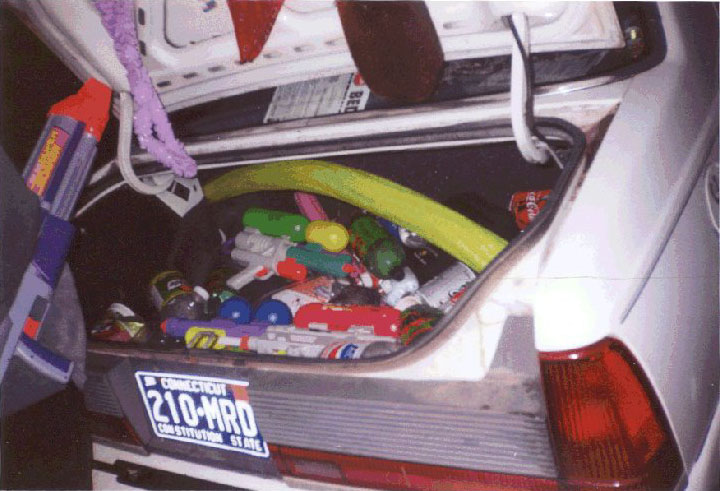Dave's trunk full of water guns